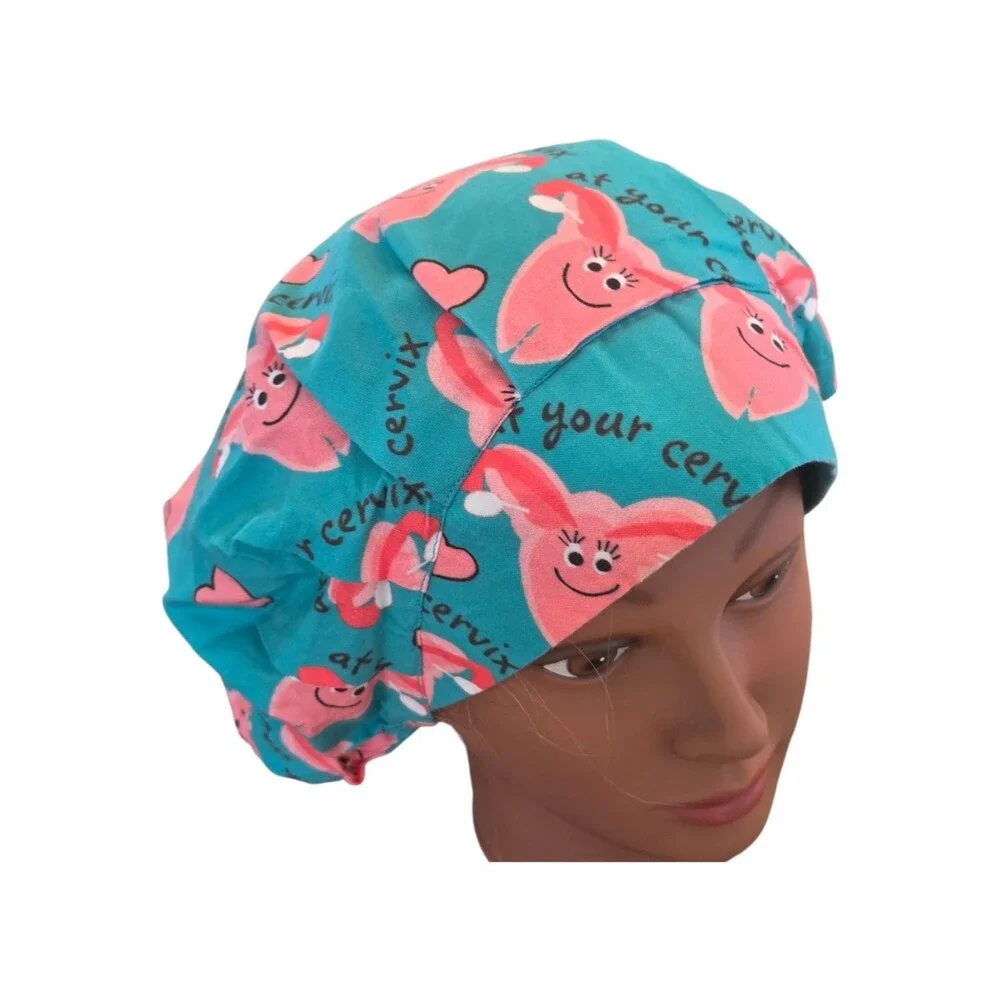 At Your Cervix OB/GYN Scrub Cap Louis + Phil Unisex Long Hair Comfort Euro Style